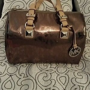 Medium Michael Kors Grayson Satchel Metallic